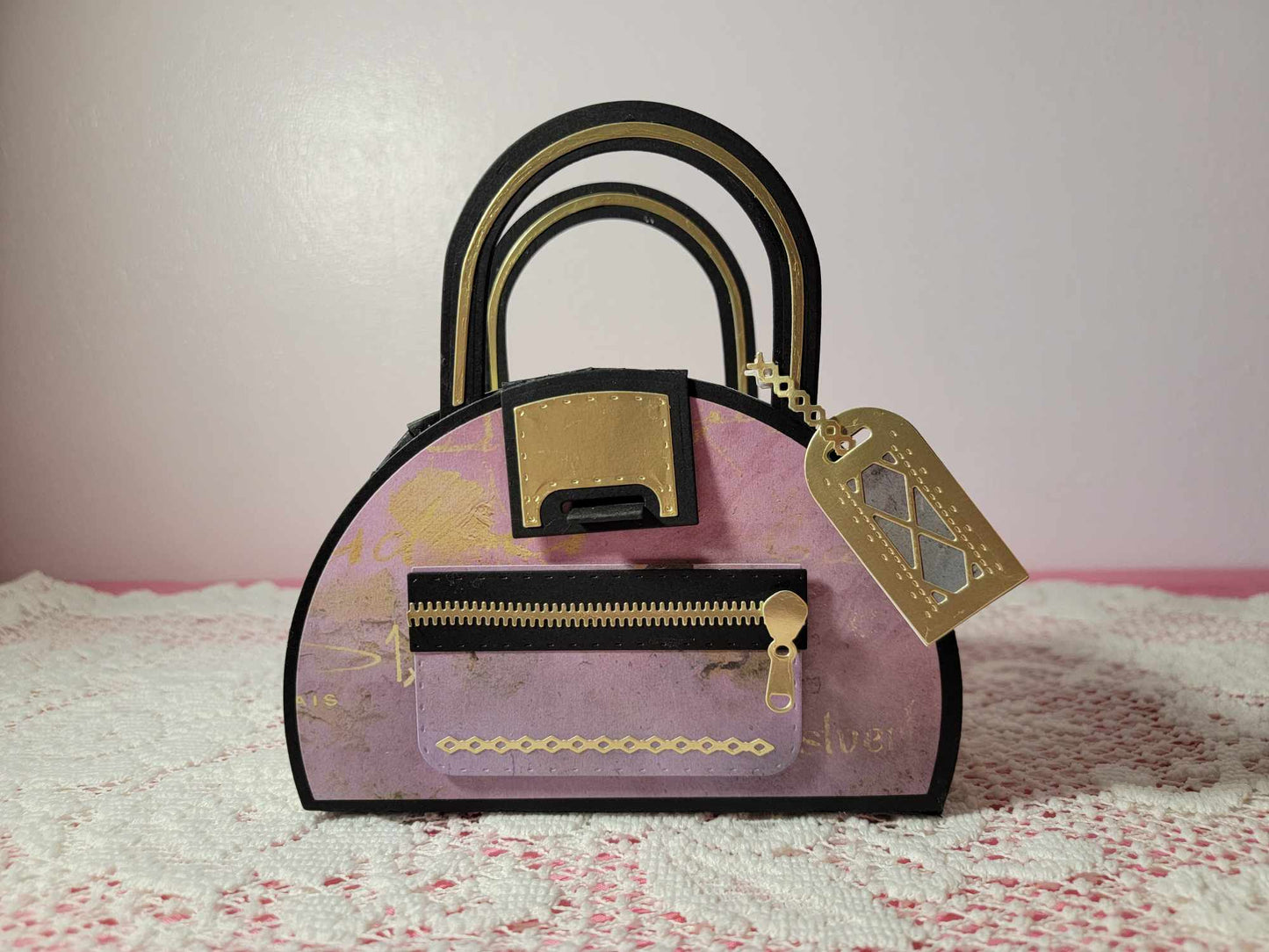 3D Paper Handbag Gift Box - Purple Dreams