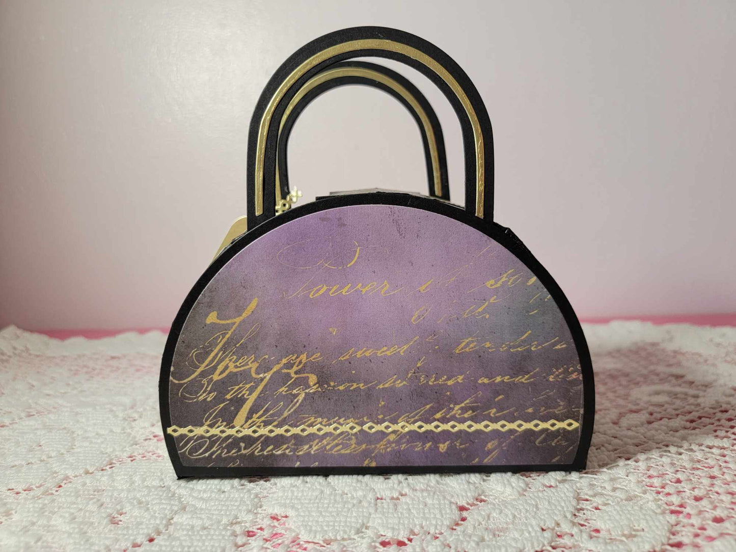 3D Paper Handbag Gift Box - Purple Dreams