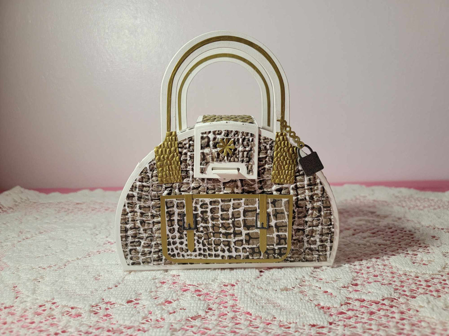 3D Textured Paper Handbag Gift Box - Exotic Snake Skin Design