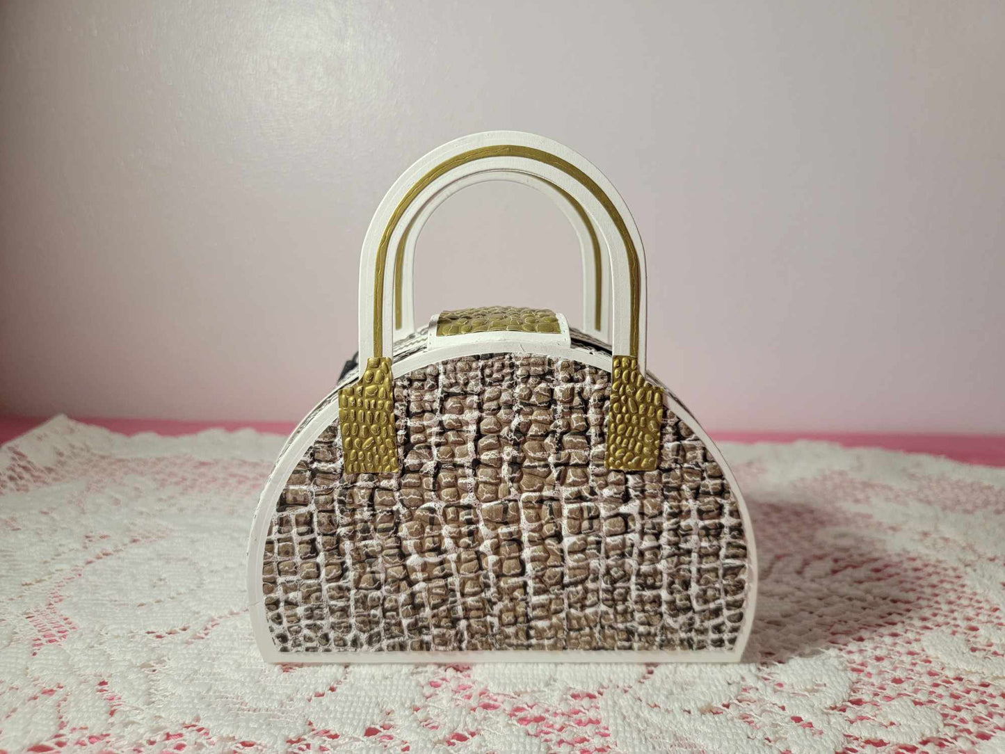 3D Textured Paper Handbag Gift Box - Exotic Snake Skin Design
