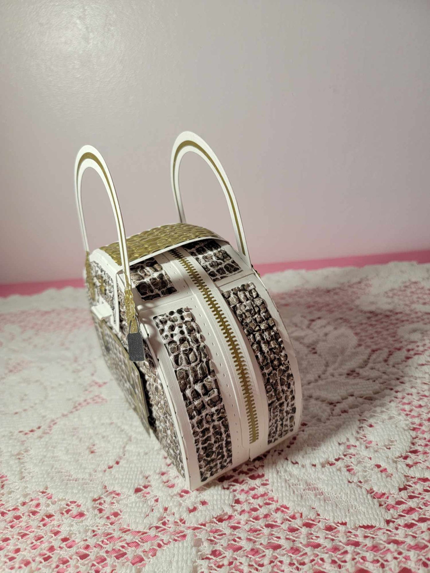 3D Textured Paper Handbag Gift Box - Exotic Snake Skin Design