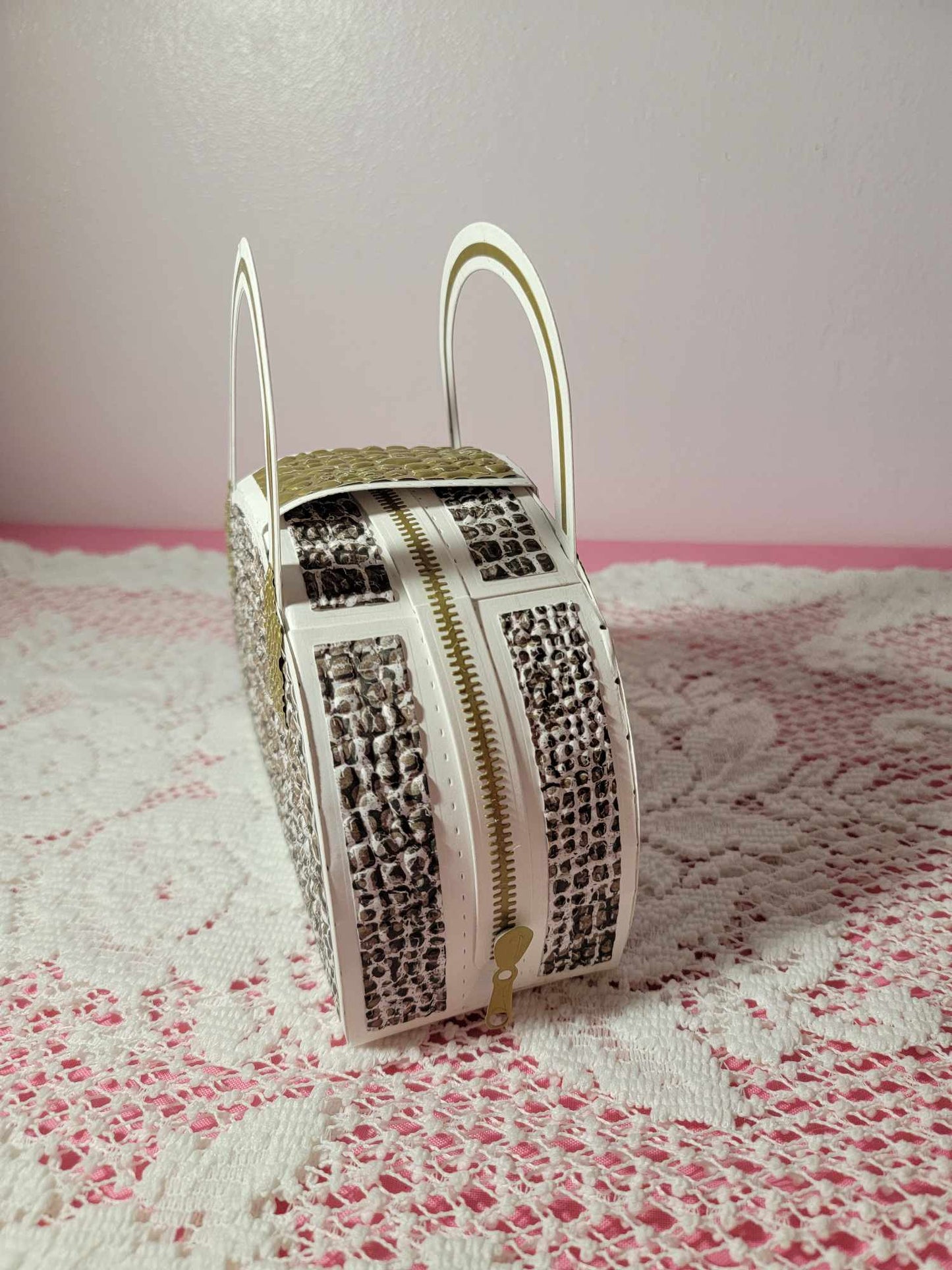 3D Textured Paper Handbag Gift Box - Exotic Snake Skin Design