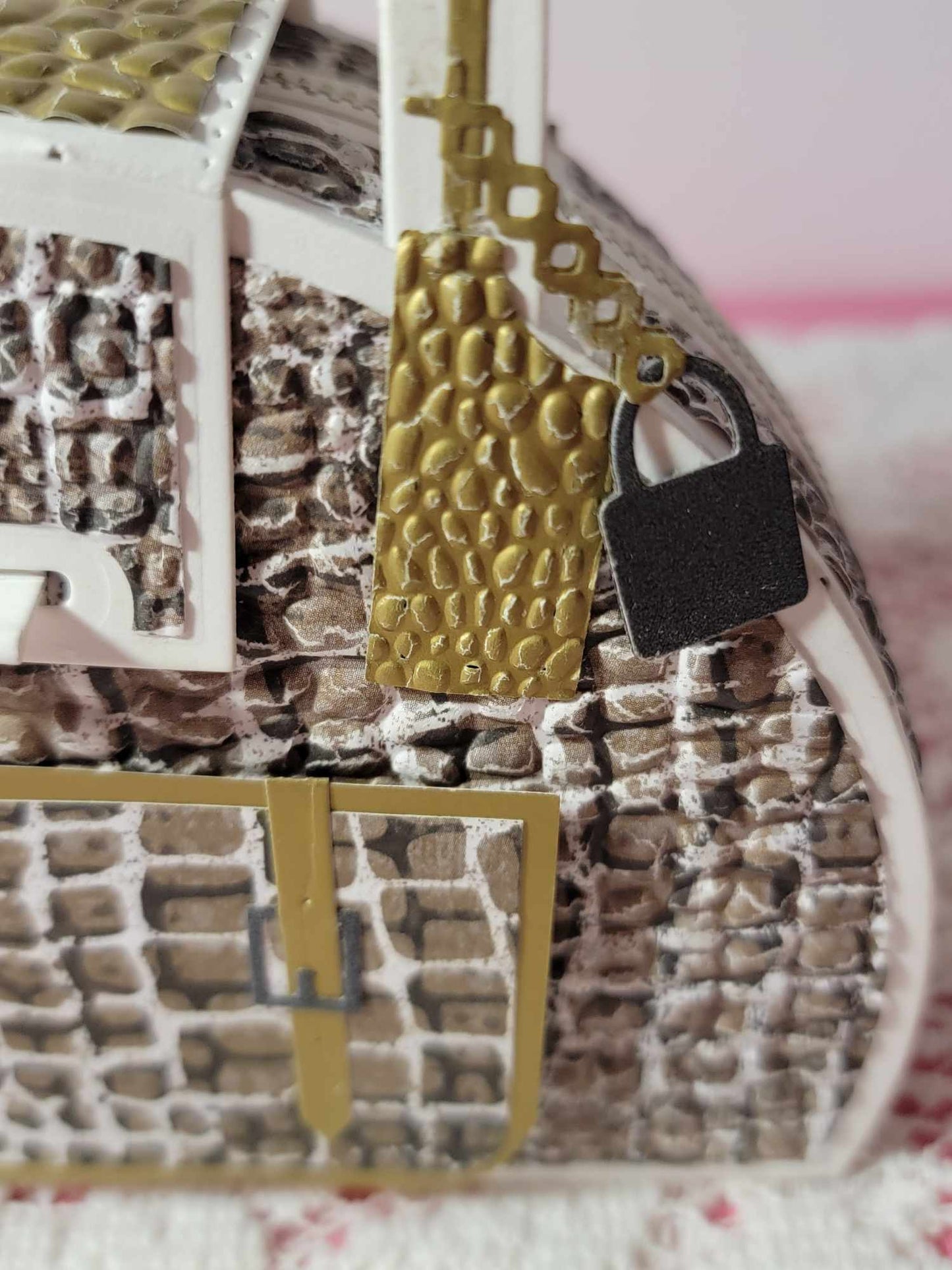 3D Textured Paper Handbag Gift Box - Exotic Snake Skin Design